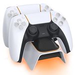 NexiGo Enhanced PS5 Controller Charger, Playstation 5 Charging Station with LED Indicator, High Speed, Fast Charging Dock for Sony DualSense Controller, White