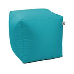 rucomfy Beanbags Indoor Outdoor Cube Bean Bag Pouffe. Home or Garden Extra Seating. Square Water Resistant Footstool 38 x 38cm (Turquoise)