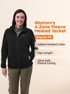 ORORO Women’s Heated Fleece Jacket – Black, Medium