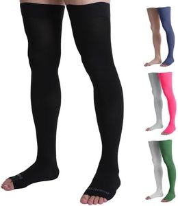 Doc Miller Thigh High Open Toe Compression Stockings 20-30mmHg for Varicose Veins, Improved Circulation, Pregnancy Support Open Toe Thigh High Compression Socks for Women and Men - 1 Pair Black Medium