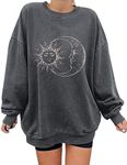 utcoco Womens Oversized Sweatshirts Graphic Long Sleeve Crewneck Loose Fit Casual Pullover Tops, Grey, XX-Large