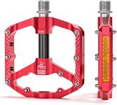 Mountain Bike Pedals with 3 Seal Bearing - 9/16" MTB Pedals Platform Lightweight - Non-Slip Bicycle Pedals for BMX MTB