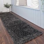 Thick Pile Modern Dark Grey Shaggy Runner Rugs Long Hallway Entrance Mat Carpet Soft Fluffy Lounge Living Room Bedroom Area Rug 60cm x 240cm