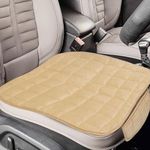 TEKCOOL Comfortable Ultra-Soft Memory Foam Car Seat Cushion Cover with Non-Slip Grip and Storage Pouch – Universal Fit, Easy-Care, All-Season (Cream Front 1PC)