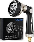 ESOW Hose Pipe Spray Gun, 100% Heavy Duty Metal Garden Hose Gun with 8 Different Spray Patterns, High Pressure Hand Sprayer for Watering Plant & Lawn, Washing Car & Pet