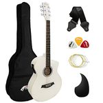 TIGER ACG4-WH Full Size Electro Acoustic Guitar for Beginners with Built-in 3-Band EQ - Package includes Gig-bag, Strap, and Spare Strings - White - Now with Six Months FREE lessons