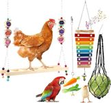 4 PCS Chicken Toys for Coop Accessories,Vegetable Hanging Feeder, Xylophone, Chicken Swing, Chicken Fruit Rack for Poultry Rooster Large Bird Parrot Lovers'Gift