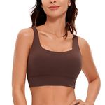 CRZ YOGA Womens ButterLuxe U Back Sports Bra - Padded Low Impact Crop Top Workout Yoga Sport Bra Taupe L