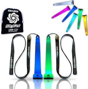 UltraPoi Digi Poi Set - Rechargeable LED Light Up Glow Sticks, with S-Hooks, Lanyards, and Travel Pouch - 35+ Color Modes for Rave, Party, Concert, Camping, Festival, Light Shows, and More