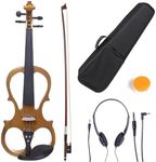 Cecilio L3/4CEVN-L1Y Left-Handed Solid Wood Yellow Maple Metallic Electric Violin with Ebony Fittings in Style 1