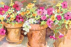 Ledgebay DIY Paint by Numbers Kit for Adults Unframed Canvas: Beginner to Advanced Paint by Numbers Kit - Kits Include Acrylic Paint Set 4 Brushes & Tabletop Easel - Sweet Petunias 16" x 20" Unframed