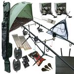 OAKWOOD Carp fishing Set Up With Rods Reels Alarms Net Holdall Bait Bivvy & Tackle 2 WAY