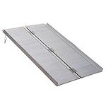 HOMCOM 4ft Textured Aluminum Folding Wheelchair Ramp, Portable Threshold Ramp, for Scooter Steps Home Stairs Doorways