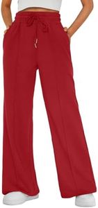AUTOMET Womens Wide Leg Sweatpants Baggy Lounge Sweat Pants Red XL