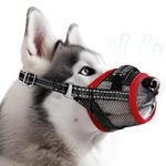 Eyein Soft & Breathable Dog Muzzle - Adjustable Dog Muzzle to Prevent Biting & Barking, Training Dog Mask Mouth Guard Allows Panting Drinking with Adjustable Loop for Small Medium Large Dogs(Red,L)