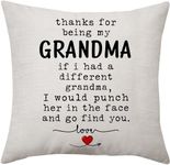 VAVSU Grandma Gift Funny Thanks for Being My Grandma If I Had A Different Grandma I Would Pouch Her In The Face And Go Find You Cushion Cover for Grandmother Birthday Mother's Day (GRANDMA-1)