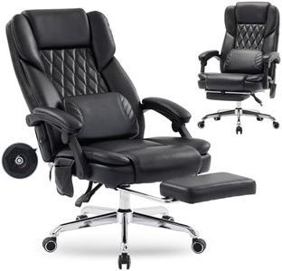 500LBS Massage Office Chair with Foot Rest, 3D Kneading Massage Home Office Desk Chairs, 22.83” Wide Big and Tall Office Chair for Heavy People, Ergonomic Reclining Gaming Chairs, Black