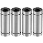 HiPicco Linear Ball Bearings, LM10LUU 10mm Bore Longer Linear Motion Bushing Double Side Rubber Sealed Rod Liner Shaft Parts for CNC Machine 3D Printer 4 Pack