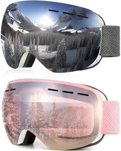 NSSIW Ski Goggles for Men Women Snowboard Goggles: Youth OTG Snow Goggles with UV Protection and Anti Fog Over Glasses 2 Pack