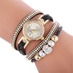 BEUU Vintage Casual Women Leather Watch Feather Pearl Wish Tree 2 x Wrap Around Girl Watch Cuff Bangle with Magnetic Clasp