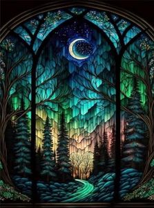 Starry Night Stamped Cross Stitch Kits - Tree Counted Cross Stitch Kits for Beginners Adults Needlepoint Moon Cross-Stitch Patterns Dimensions Needlecrafts Embroidery Kits Arts and Crafts