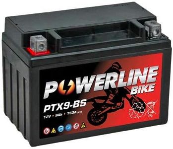 PTX9-BS Powerline Factory Sealed Motorcycle Battery 12V 9Ah