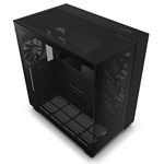 NZXT Glass H9 Flow Dual-Chamber ATX Mid-Tower Computer Case/Gaming Cabinet - Black |Support -ATX, Micro-ATX, Mini ITX | Pre-Installed 4 X 120Mm Fans - Cm-H91Fb-01