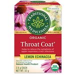 Traditional Medicinals Organic Throat Coat Lemon Echinacea Herbal Tea, 16 Bags (Pack of 1)