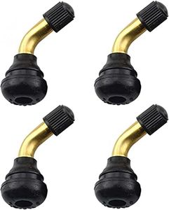 KEWAYO 4pcs Valve Stem Bent 45 Degree Angled Brass Stem, Snap-in Rubber Base Tubeless Tire Rim Valve for Motorcycle, Scooter, ATV
