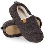 EverFoams Women's Soft Curly Comfy Full Slippers Memory Foam Lightweight House Shoes Cozy Warm Loafer with Polar Fleece Lining (Dark Grey, Size 7-8 M US)