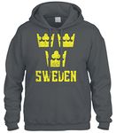 Cybertela Sweden Three Crown National Emblem Sweatshirt Hoodie Hoody (Charcoal, 3X-Large)