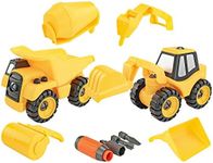 Hoopla Toys Build & Play Construction 6 in 1 Set Toy Truck Pretend Building Equipment for Kids