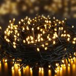 Elegear 40M Battery Operated Christmas Lights with Timer 300LED Outdoor Waterproof Fairy String Lights 8 Modes String Lights for Xmas Party Christmas Tree Garden Gazebo Wedding Decoration, Warm White