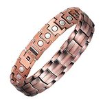 Jeracol Magnetic Bracelet for Men Solid Copper Magnetic Bracelets with Strong Magnets Wristband Adjustable Magnetic Brazaletes with Remove Tool & Jewellry Gift Box