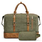 S-ZONE Weekender Bag for Women Men Canvas Travel Duffle Overnight Carry On Tote Bag with Toiletry Bag