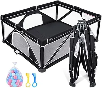 ANGELBLISS Baby Playpen, Foldable Playpen for Babies and Toddlers, Indoor & Outdoor Baby Activity Center with Visible Breathable Mesh, Portable Play Yard with 2 Handlers+50 Balls