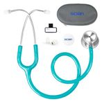 SCIAN Stethoscope Dual Head for Doctors, Nurses, Adults, Med Students, Classic Stainless Steel Stethoscope Home Use Medical Supplies with Carrying Bag, Pearlescent Green Tube