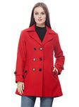 AOL Women's Regular Fit Thigh Length Woollen Coat (Red, Large)