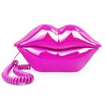 TelPal Corded Landline Phones for Home, Funny Novelty Lip Phone Gift, Wired Mouth Telephone Cartoon Shaped Real Landline Home Office Telephones Furniture Decor (Rose)