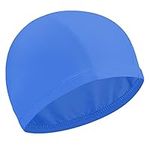 Elastic Fabric Swim Cap Swimming Caps Non Slip Swimming Pool Cap Flexible Nylon Swimming Hat for Women Men Adults Kids Bathing Swimming (Lake Blue)