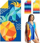 SUN NINJA Microfiber Beach Towel - Sand Free, Quick Dry, Lightweight & Compact for Beach, Pool, Yoga and Camping - 63x32 inch Super Absorbent, Large Sand Free Swim Towels for Adults and Kids