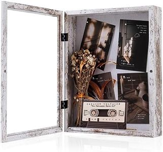 Muzilife 11x14 Shadow Box Picture Frame - 2.16" Interior Deep Wood & Glass Rectangle Display Case Ready to Hang Memory Box Baby Sports Memorabilia, Pins, Awards, Tickets, and Photos, Rustic White