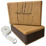 The Yogis Blocks Set of 2 and Belt for Stretching, Balancing Yoga Bricks, Yoga Block Premium balance, support & performance, Yoga Props,Yoga Accessories for Women & Men Yoga Equipment with Strap