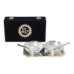 INTERNATIONAL GIFT German Silver Round Bowl Spoon Tray Or Carry Bag with Happy Raksha Bandhan Tag