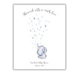 Baby Shower Fingerprint Elephant Baby Shower Guest Book Boy Substitute, Thumb Print Picture Wall Art