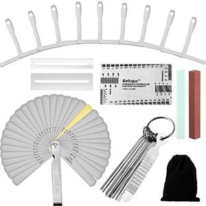 17 Pieces Guitar Luthier Tool Set, 13 Stainless Steel Needle File, 9 Understring Radius Gauge, 32 Steel Feeler Gauge, String Action Ruler, 2 Fingerboard Guards, 2 Grinding Stone, Guitar Winder Tool