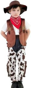 COSLAND Toddler Western Outfit Cowboy Costume for Boys, Brown, 4T