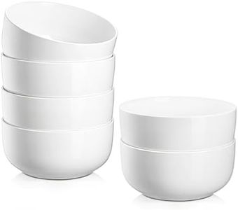 Jassceram Cereal Bowls Set of 6, 800ml Ceramic Large Bowls for Soup, Salad, Dessert and Oatmeal, Suitable for Kitchen or Dining - Dishwasher & Microwave Safe, 6 Inch, 28 Oz, White