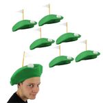 6X GOLF HAT FANCY DRESS ACCESSORY CRAZY PUB GOLF GREEN BERET WITH FLAG POLE & BALL POMPOM SPORTS CAP