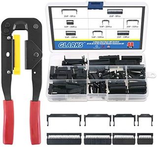 Glarks Professional IDC Crimp Tool with 48Pcs 2.54mm Pitch Dual Rows IDC Sockets 10 16 20 26 Pin Female Header Rectangular Connector Adapter for Flat Ribbon Cable